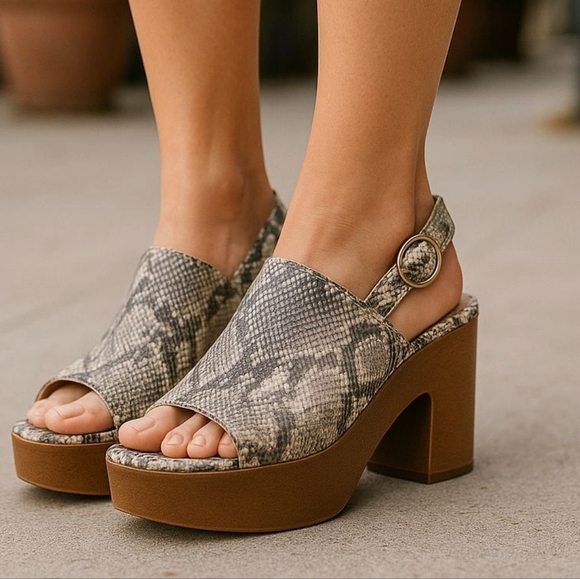 Qupid Shoes - Qupid Sling Back Chunky Platforms. Size 7